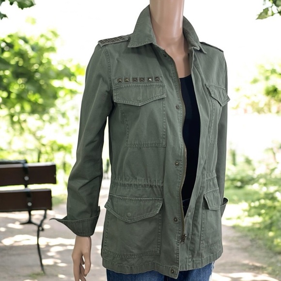 Mudd Army Green Studded Military Jacket - Picture 4 of 17